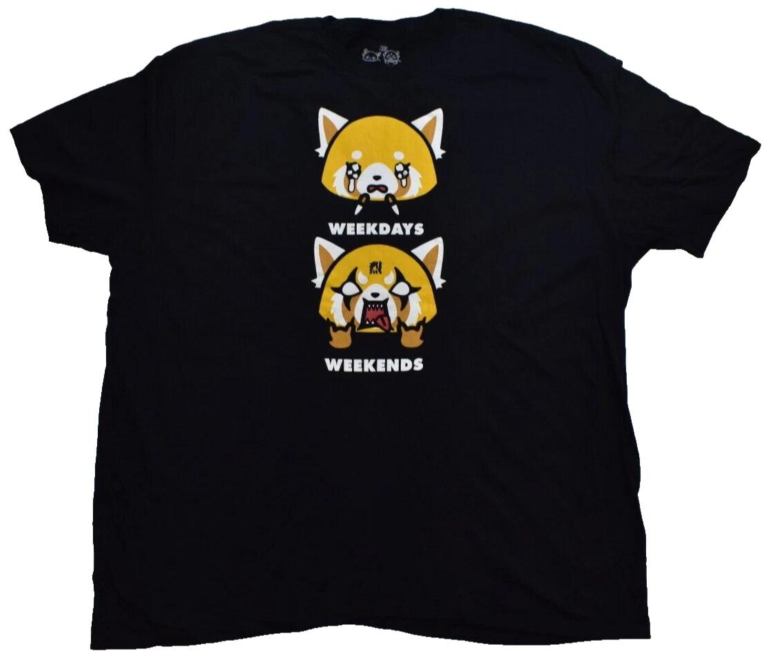 

Aggretsuko By Sanario Mens Weekdays Weekends Black Shirt New 3XL 2XL