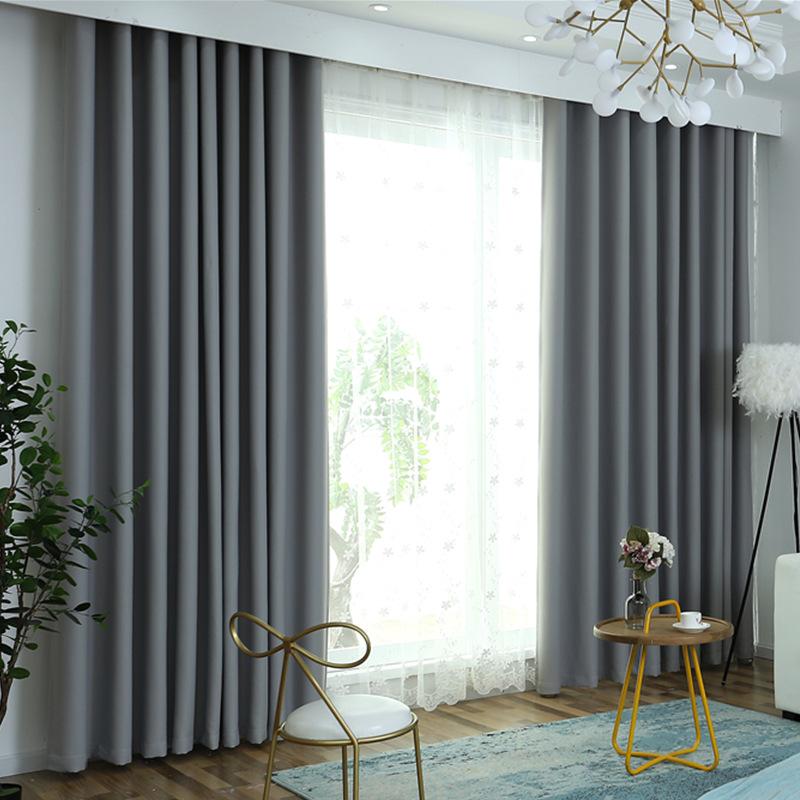High Precision Solid Color Full Blackout Hotel School Engineering Finished Curtain Fabric