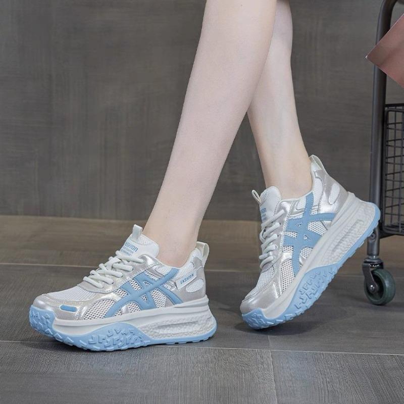 Autumn breathable mesh dad shoes women's new thick-soled heightening sports and leisure little white shoes