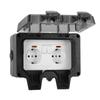 Black IP66 Two Open Plus Autonavi Waterproof Socket 16A European Outdoor Waterproof Socket