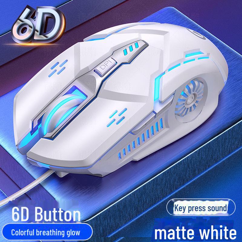 

Бесшумная проводная игровая мышь Silver G5, шесть кнопок, светящаяся, механический аксессуар для киберспорта 6D button sound version белый