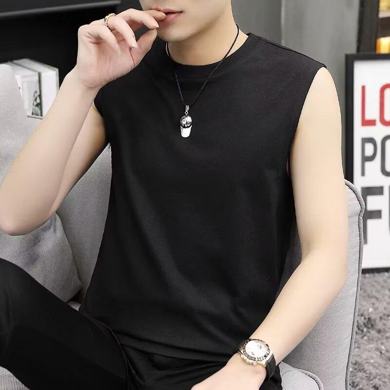 

Мужской однотонный жилет без рукавов - модная спортивная рубашка с широкими плечами M чёрный