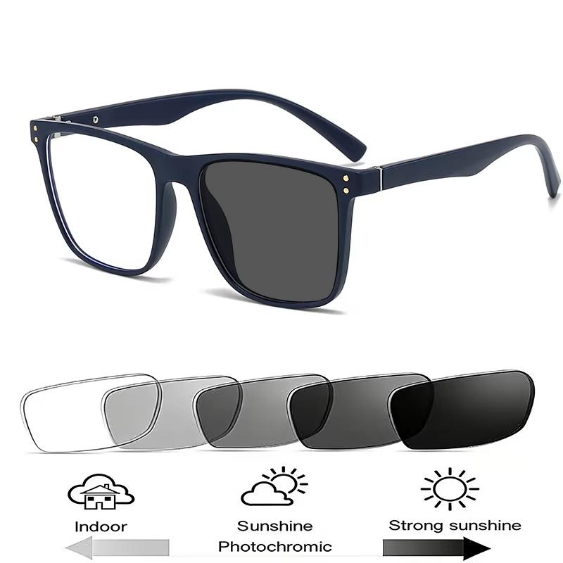 

Photochromic Anti Radiation Blue Light Eyeglasses Square TR90 Frame Computer Myopia Glasses Men Custom Prescription Eyewear 0