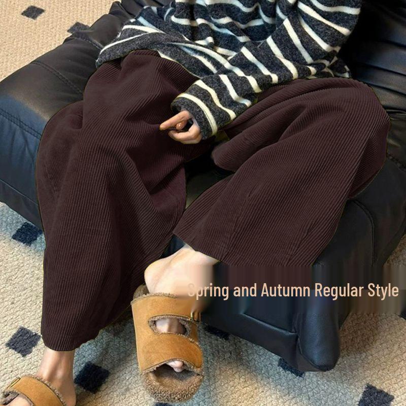 

Женские вельветовые брюки гаремы большого размера с высокой посадкой - Осенне-зимние широкие брюки для фигуры типа груша M [recommended within 105 catties]