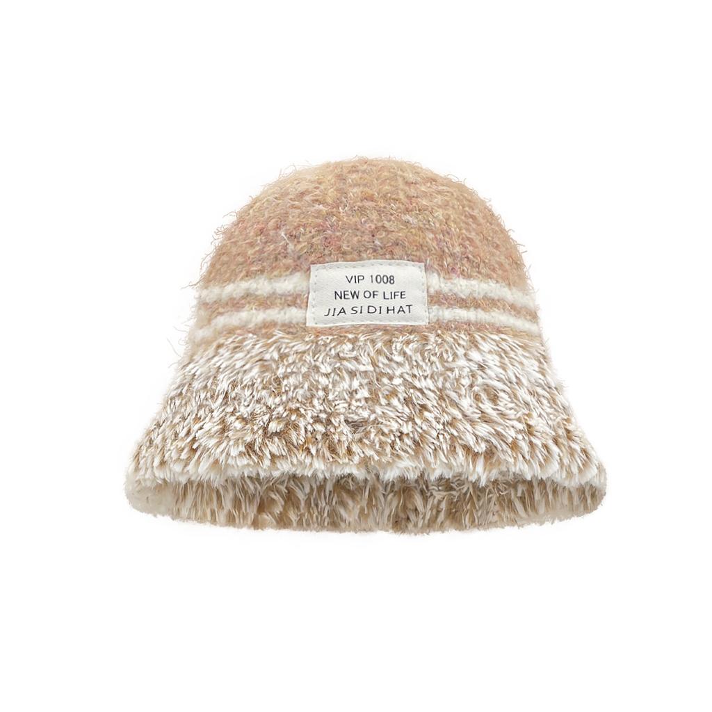 Winter dopamine color matching plush hat women's big head circumference cold protection ear protection knitted cold hat sleeve knitted hat