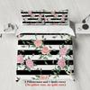 3Pcs Flamingo And Rose Bedding Sets 3D Printed Zebra Pattern Duvet Cover Sets With Pillowcases No Filling