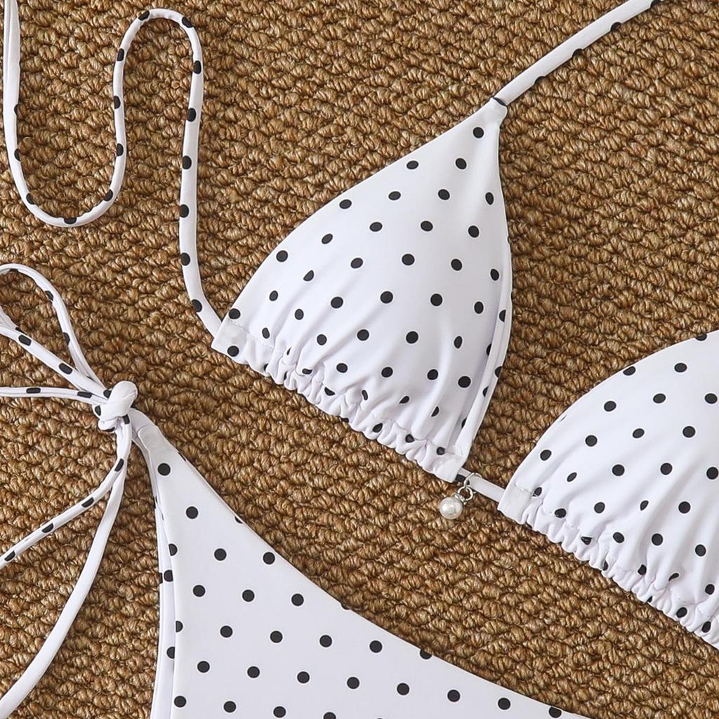 2026 Women's Sexy Polka Dot Backless Lace-up Bikini Swimsuit