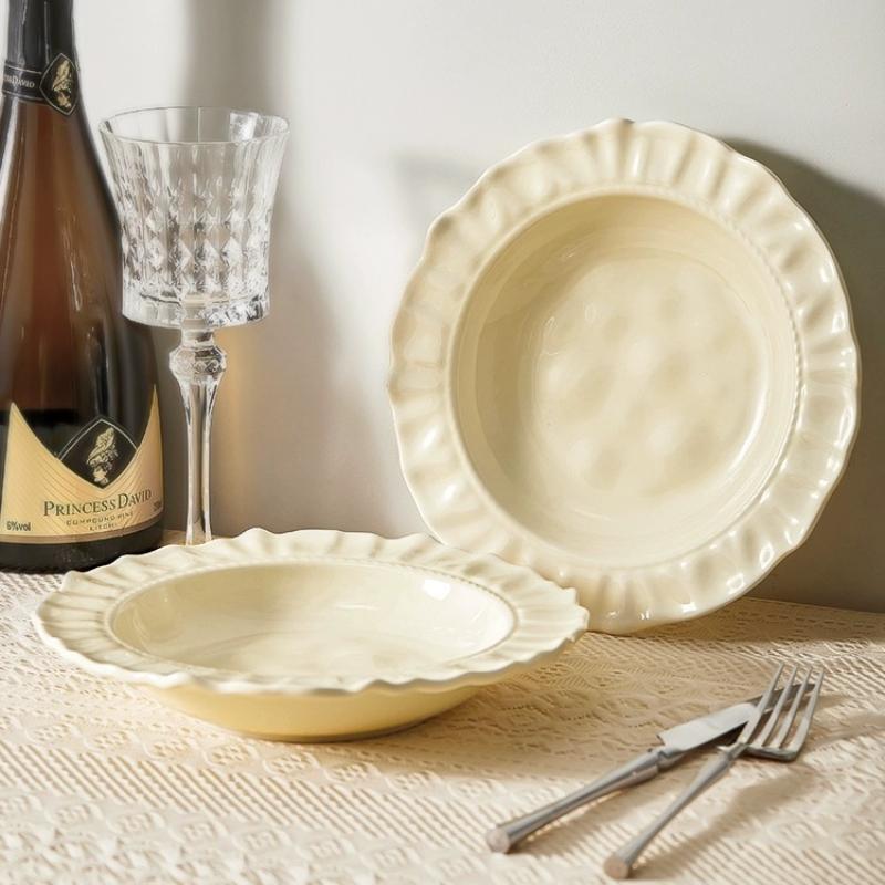 French Lace Western Food Ceramic Plate Premium Home Kitchen Accessories Tableware and Plate Japanese Cuisine Set Sushi Plate
