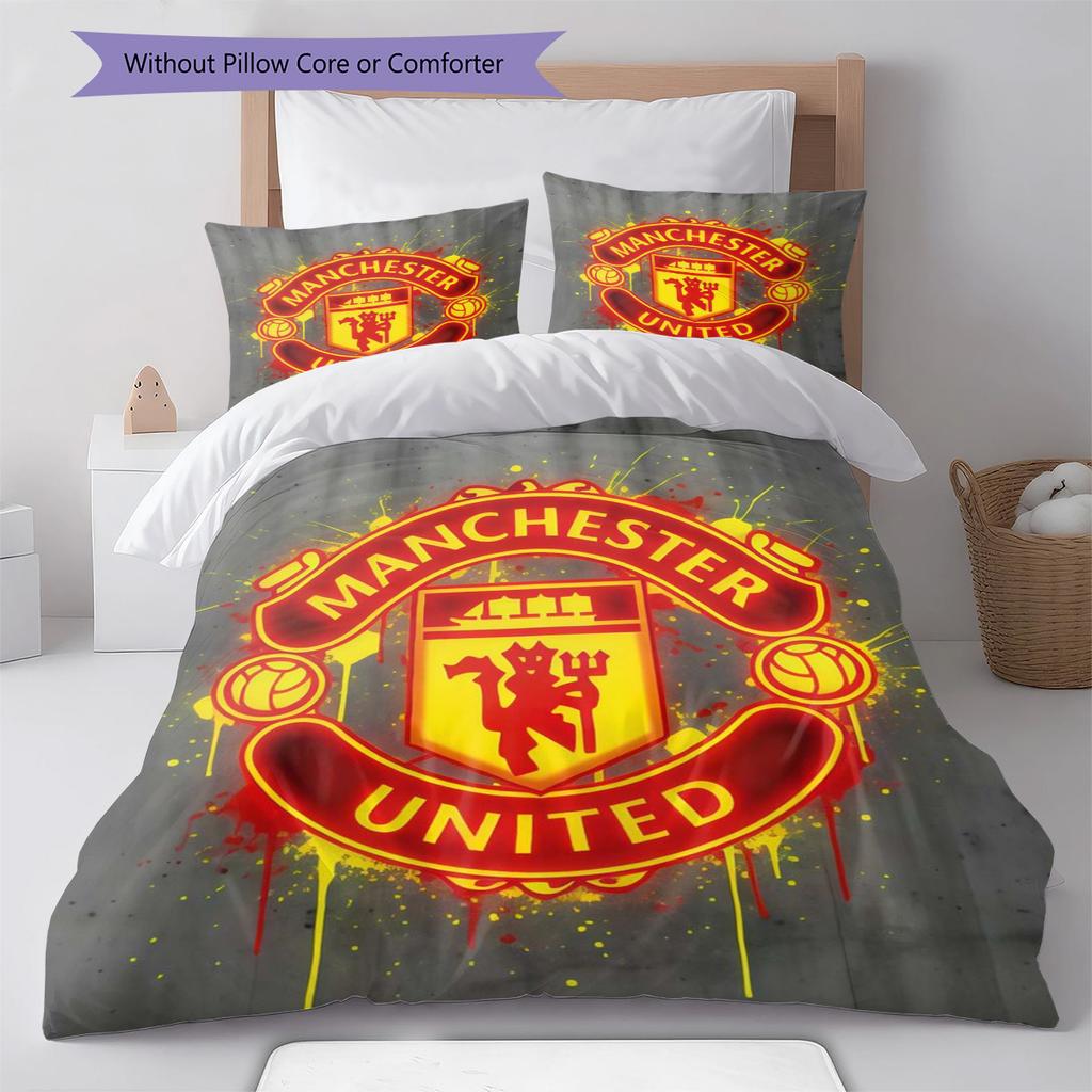 Man Utd Sängkläder Täcke Set Örngott Kuddfodral Heminredning Födelsedagspresent (1 * påslakan + 2 * örngott, utan kärna)