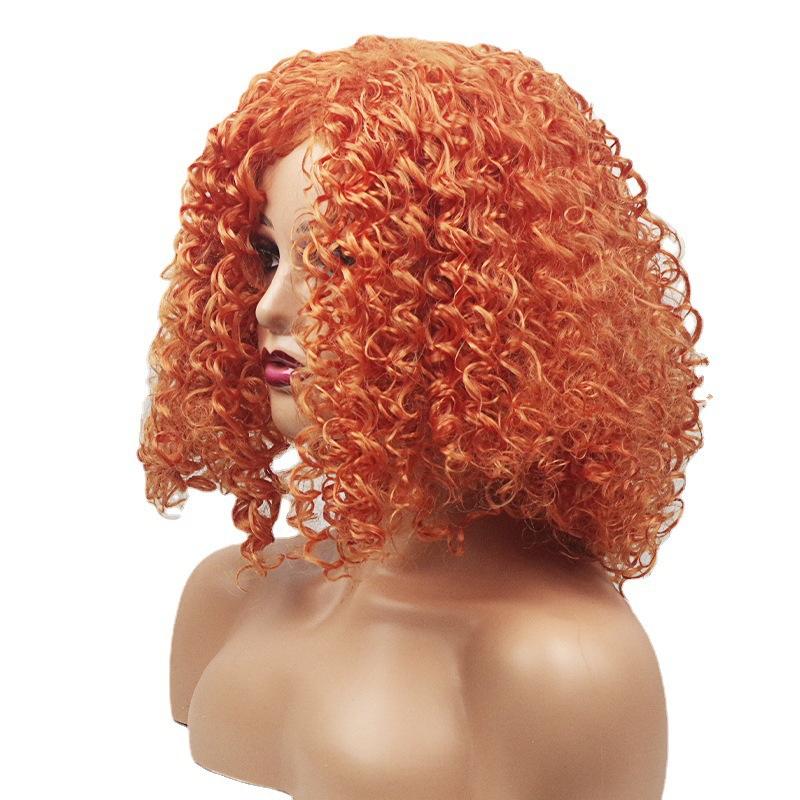 European American Women's Wig African Short Curly Hair Small Curls Fluffy Style Microfiber High-temperature Silk Headband