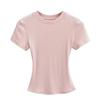 Pure Desire Women's Spicy Girl Round Neck Ribbed Summer T-Shirt