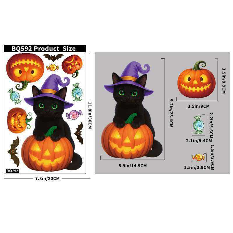 Halloween and Pumpkin Static Cling Window Stickers for Glass Decor