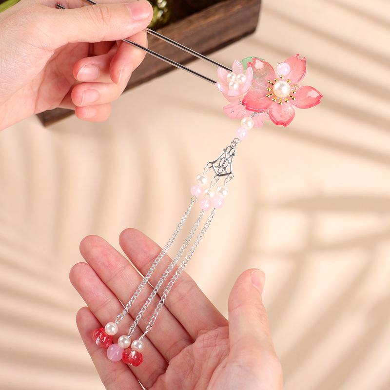 Elegant Chinese Metal Hairpin with Tassels - High-End Ancient Style Hanfu Accessory