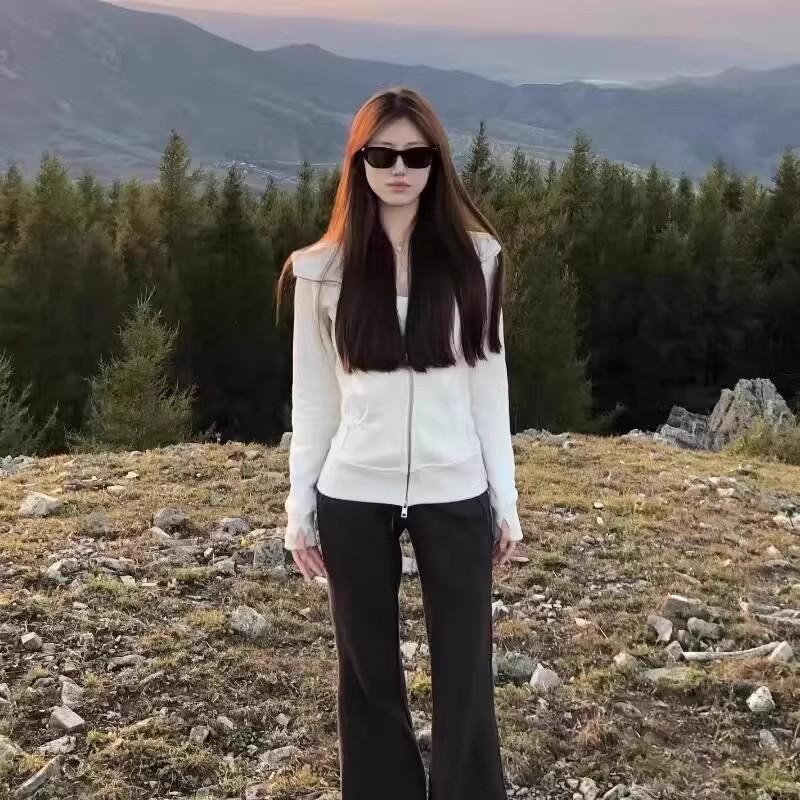 Womens Hooded Fleece-Lined Long Sleeve Top Winter Warm Outerwear Casual Fitness Wear