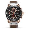 Watch Men'S Fashion Sports Three-Eye Timing Leather Versatile Men'S Quartz Watch 2081