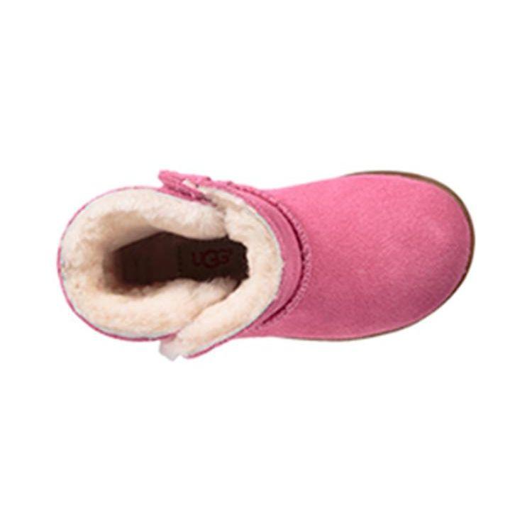 UGG Keelan Suede Velcro Fleece Snow Boots Kids Boots Pink 1096089T-PAZ