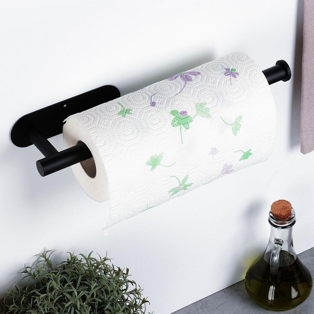 Wall-Mounted Self-Adhesive Paper Towel Holder, Screw-On Kitchen Hanger