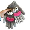 Hübsche Würstchenmund-Touchscreen-Handschuhe für Damen und Mädchen, weiche Winterwärme-Handschuhe mit Fingerloch für Outdoor-Aktivitäten