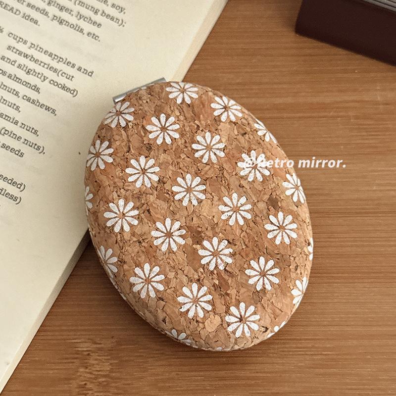 Compacte Make-up Spiegel in Vintage Stijl, Opvouwbaar, Dubbelzijdig, Draagbaar, Creatief Minimalistisch voor Vrouwen