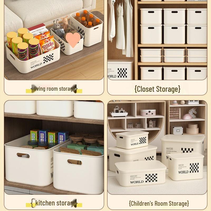 Rectangular Plastic Storage Box with Lid - Home Organizer for Snacks and Sundries