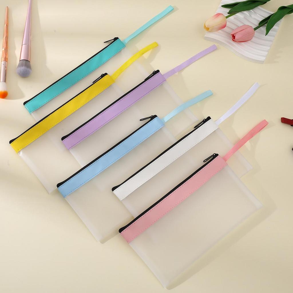 Korean Style TPU Pencil Case - Large Capacity Frosted Zipper Bag for Students