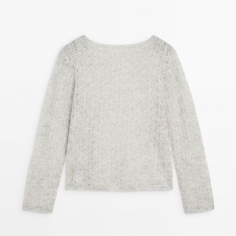 MD Women Clothes Spring French Style Art Sweater Light Hollow Cover Up Round Neck Long Sleeve Knit 05639612811