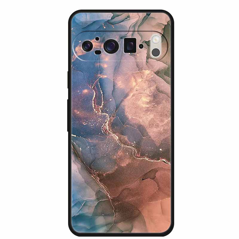 For Google Pixel 9 Pro XL Cellphone Case Luxury Protector Soft Silicone Cover for Google Pixel 9Pro XL Marble Soft Black Funda