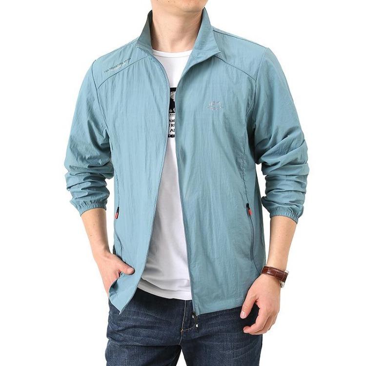 Stand Up Collar Loose Fit Men's Breathable Windbreaker Jacket for Outdoor Sports Casual Wear