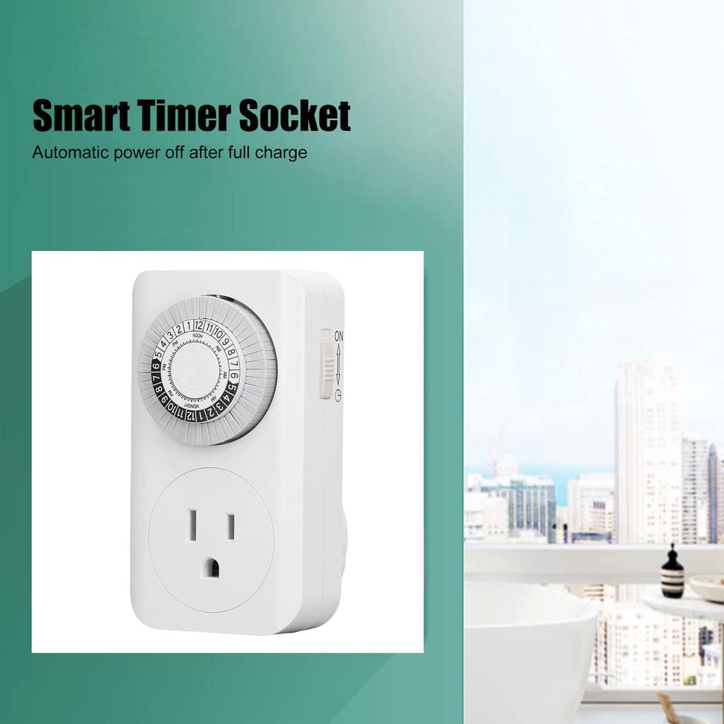 Atyhao Mechanical Indoor Power Outlet Timer with 15-Minute to 24-Hour Countdown and Automatic Shut-Off for Appliances - Energy-Saving Power Socket