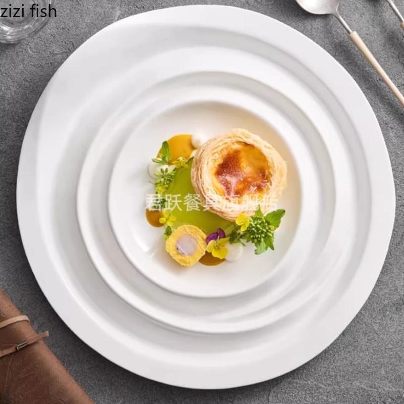 Weißer Keramik-Essteller, Sushi-Teller, Steakteller im westlichen Stil, Nudelteller, Dessertteller, Obstschale, Salatschüssel, Dim-Sum-Teller