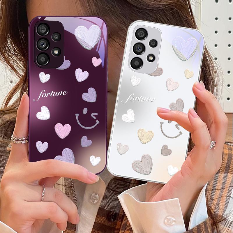 Smiling face gradient for Samsung Galaxy Note 10 Plus S20 S21 FE S23 Ultra S8 9 A70 72 73 50 51 52 53 Tempered glass phone case