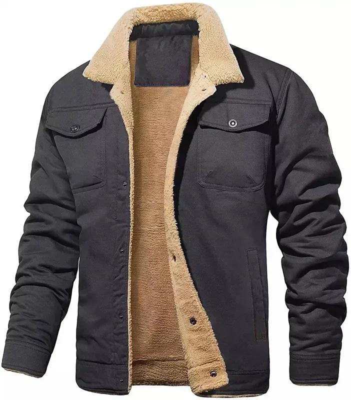 2025 Men's Thick Warm Plush Fleece Jacket Coats Autumn Winter Casual Thicker Jackets Outwear for Men Oversized Warm Clothes Male