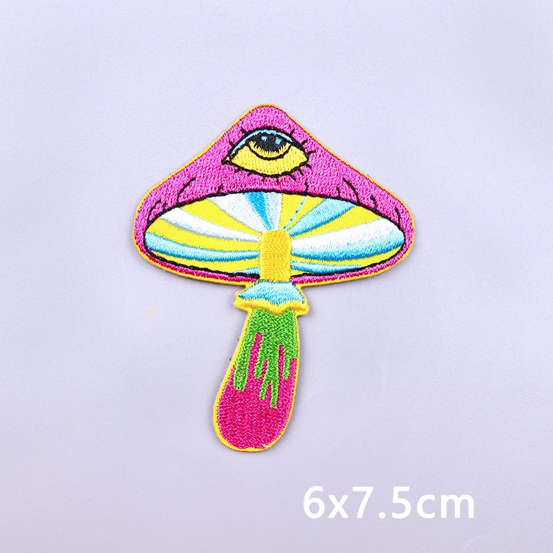 Sun Moon Embroidery Patch Iron On Patches For Clothing Sticker Cartoon Mushroom Applique Patches On Clothes Fusible/Sewing Badge