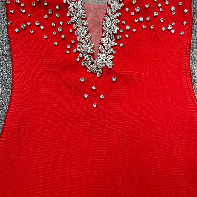 Women's European & American Rhinestone Strap Bodycon Bandage Dress - Sexy Socialite Style Evening Gown.