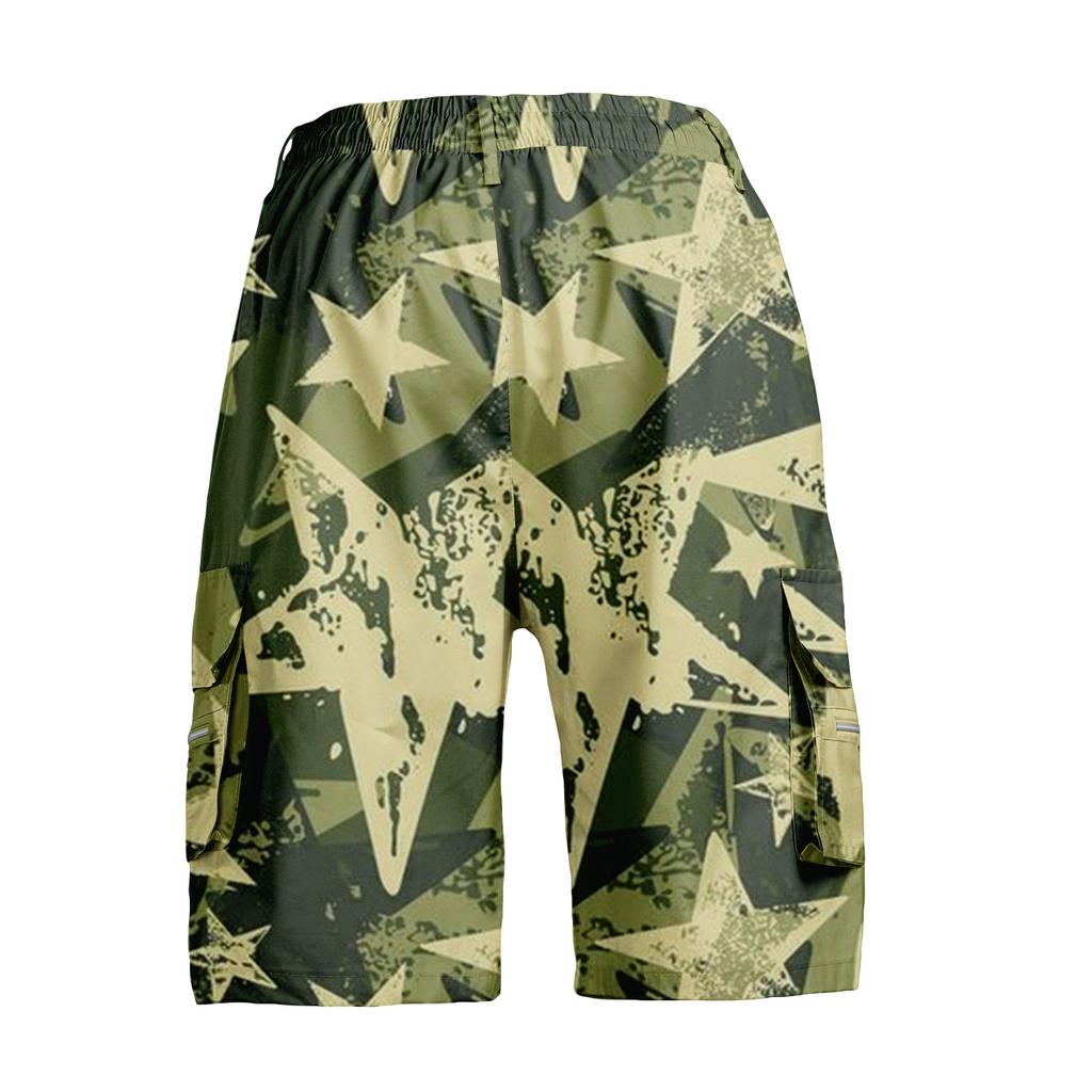 Herren Tarnung Cargo-Shorts mit Kordelzug Taille Verstellbare Passform Mehrere Taschen Utility Arbeitskleidung Outdoor Freizeitshorts