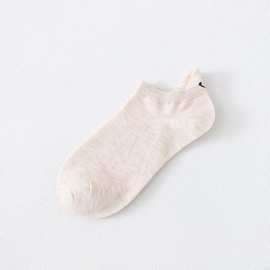 Women's Cute Japanese Cartoon Eyes Cotton Socks with Smiley Face Embroidery - Short Boat Style