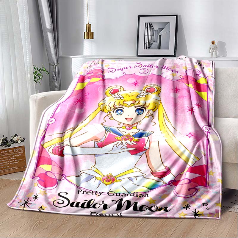 2026 new cartoon S-Sailor M-Moon flannel printed soft blanket sofa bed cover oversized office hotel airplane travel gift blanket