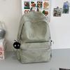 Simple Solid Color Butterfly Pattern Student Backpack With Plush Pendant For School And College Students
