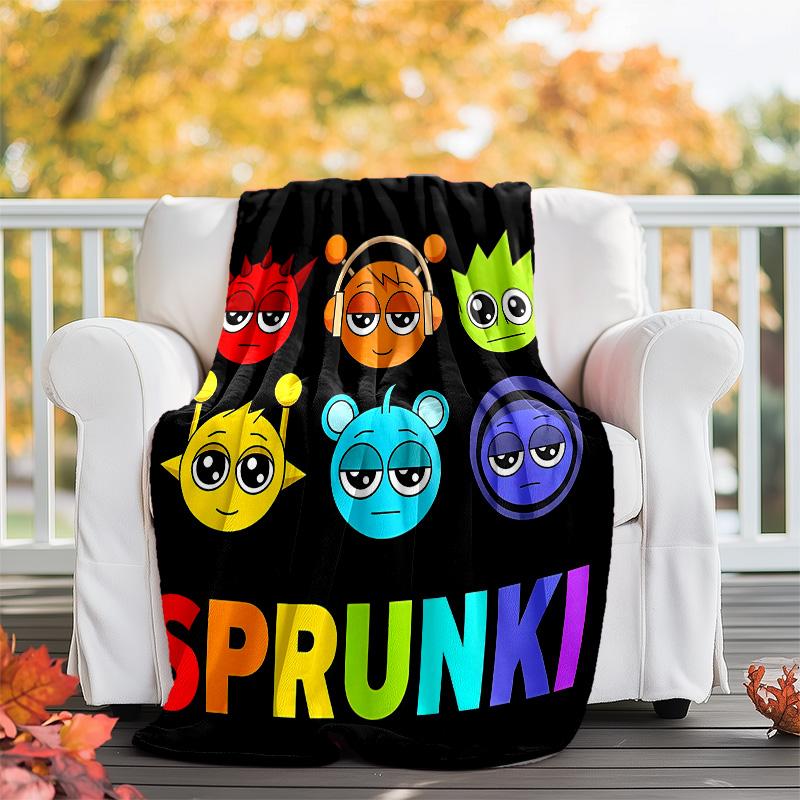 1pc SPRUNKI2 Theme Blanket - Digital Print, Polyester, Cozy for All Seasons, Perfect for Outdoor, Camping, and Travel