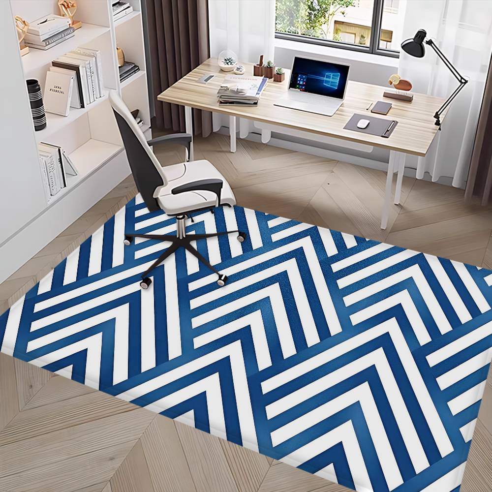 Navy Blue Geometric Floor Mat INS Style Soft Bedroom Floor House Laundry Room Mat Anti-skid Bedside Area Rugs