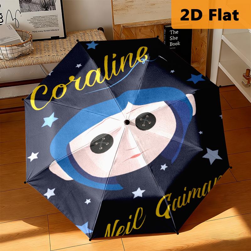 1pc Coraline umbrella Portable 8-rib structure suitable for all seasons, home, travel, outdoor umbrella