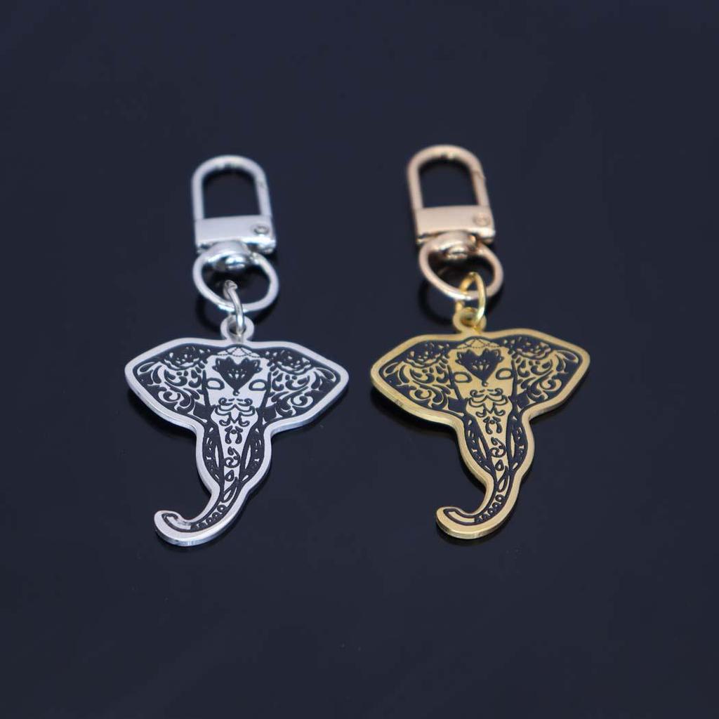 Trendy Stainless Steel Elephant Pendant Keychain - Corrosion Resistant & No Fading