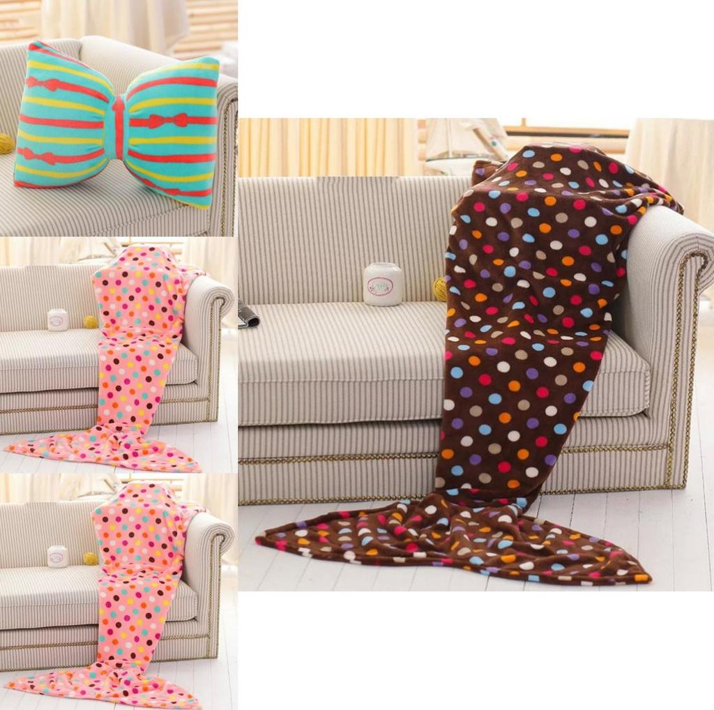 Meerjungfrauenschwanz Plüschdecke mit Schleifendesign für gemütliches Zuhause, Lounge und Geschenk für Frauen