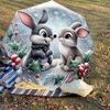 1PC Winter Rabbits Automatic Open/Close Umbrella with Windproof, 8-Rib Sturdy Canopy, Durable Ribs, Fashionable Design, Outdoor Accessory, Fun Prin, H