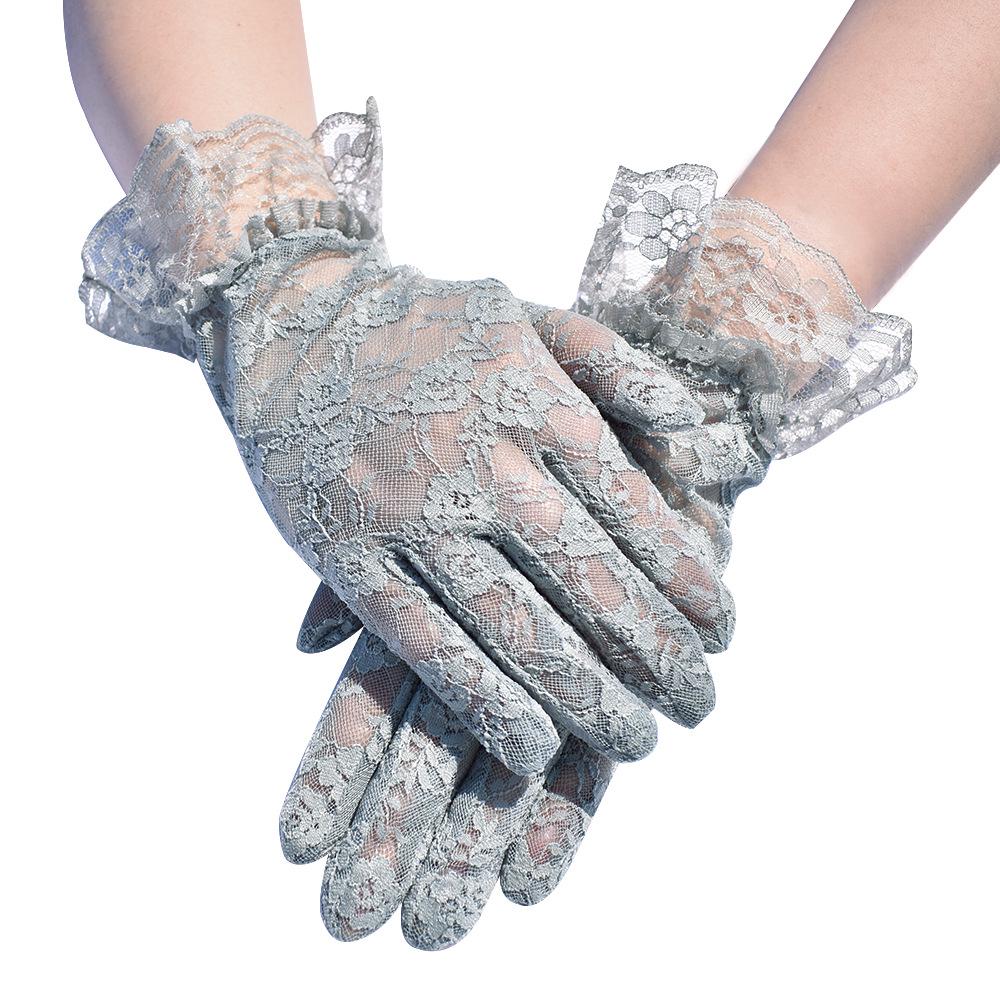 Elegant Lace Black Short Gloves - Summer Bridal, Driving, Cycling, Sun Protection