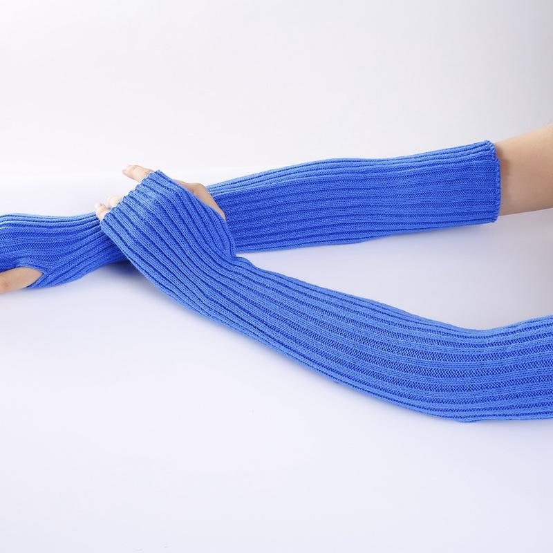 2Pcs/Pair Long Fingerless Gloves Womens Winter Warmer Knitted Arm Sleeve Soft Casual Gothic Punk Style