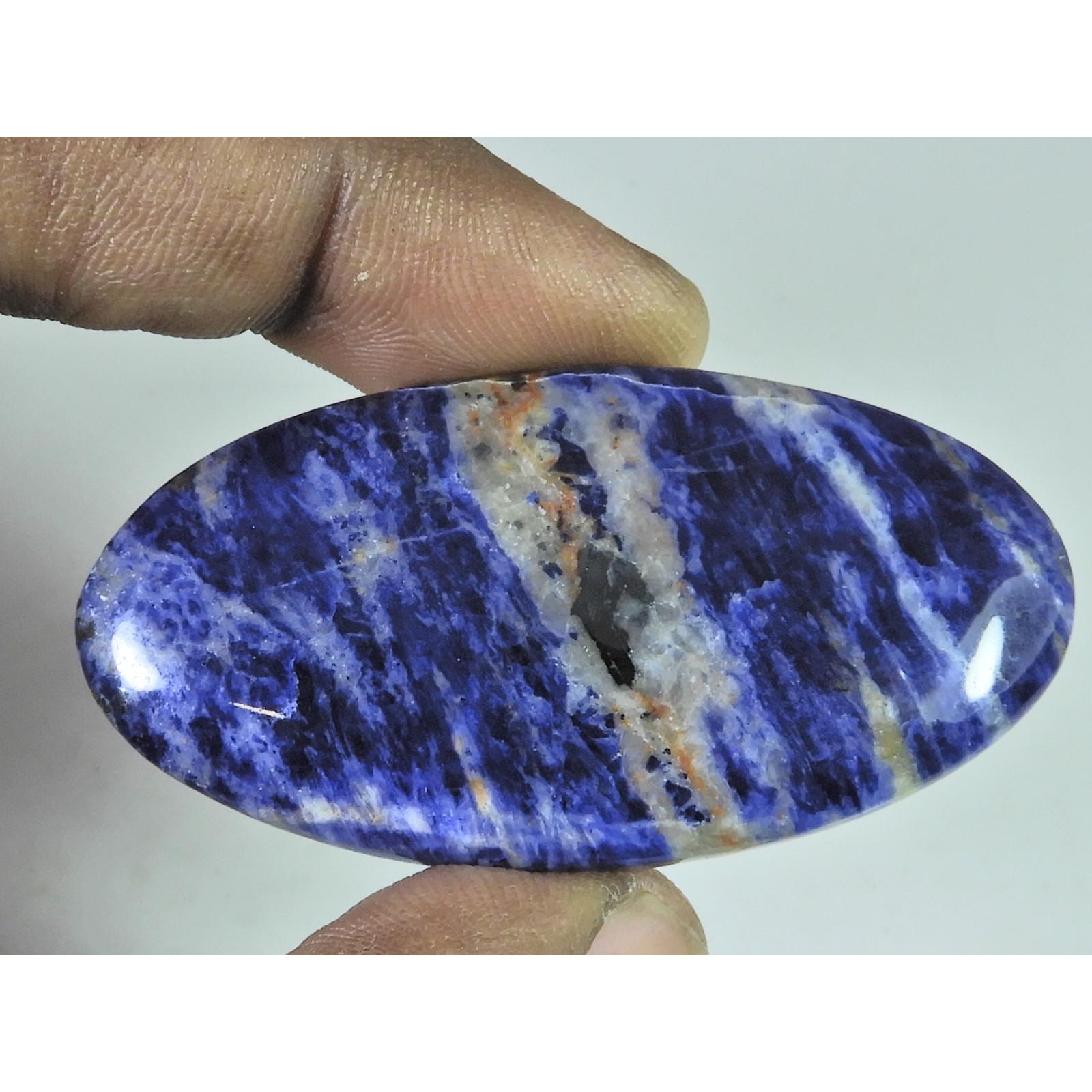 75Cts. Natural Blue Sodalite Oval Cabochon Loose Gemstone 28X55X05 MM B-253