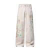 Mens Streetwear Loose Straight Leg Pants Flame Print Casual Trousers