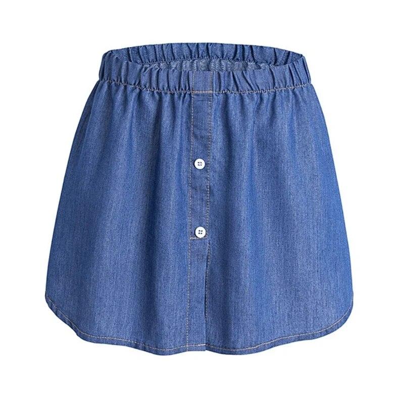 

Жіноча багатошарова підроблена верхня нижня спідниця на ґудзиках Блуза в блакитну смужку А-силуету Накладний поділ Подовжувачі спідниці з високою талією для светра