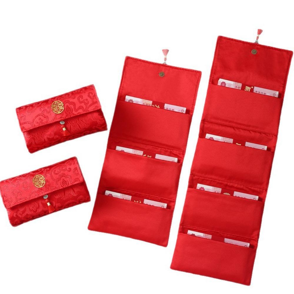 Chinese Style Folding Red Envelope Traditional Hongbao New Year Money Bag Blessing Bonus Wedding Money Envelope